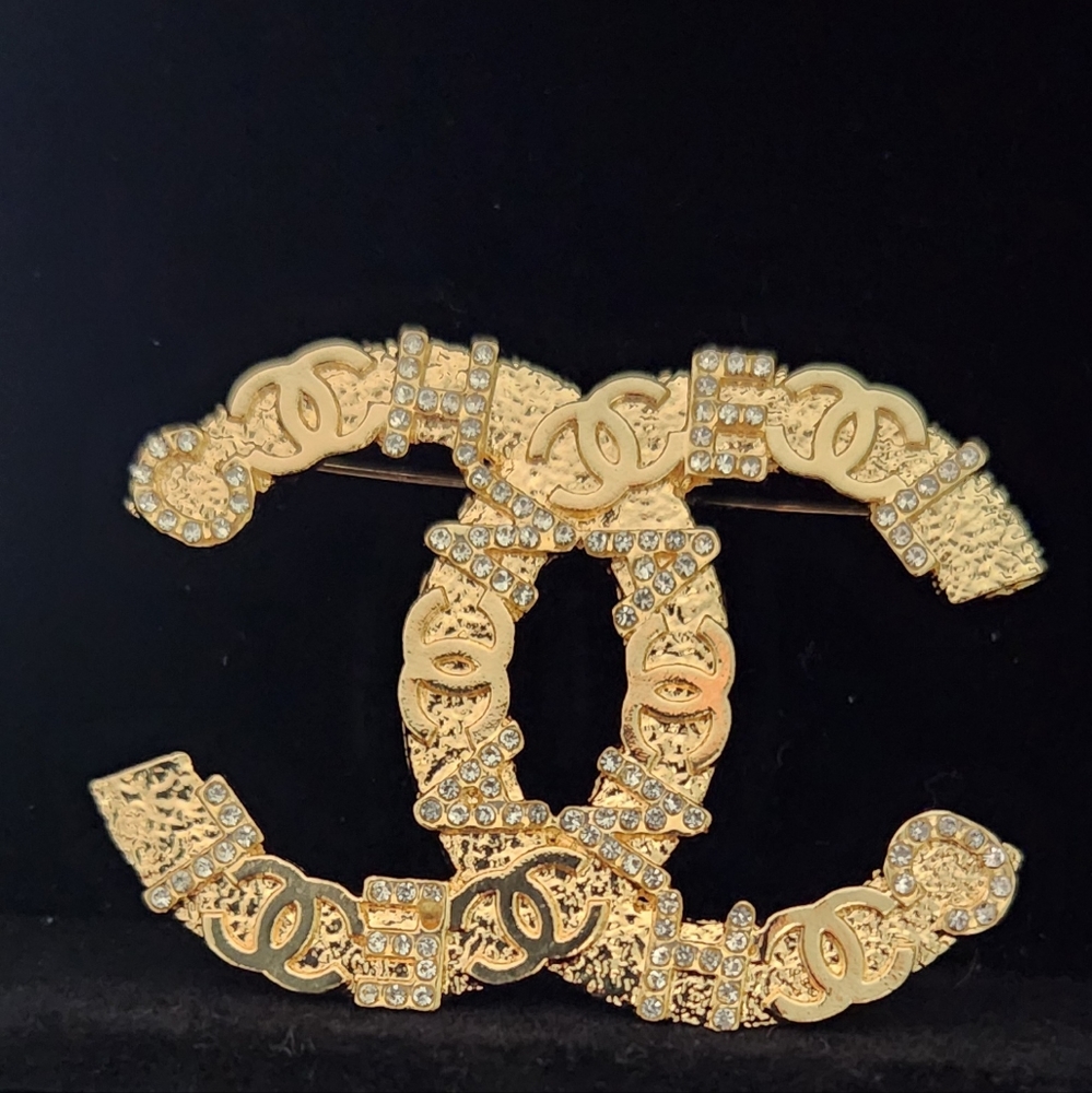 Inspired Fashion Rhinestone Letters Brooch(Gold)